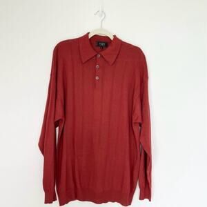 Raffi Men’s Knit Polo Top Golf Made in Italy Collared sweater maroon Size Large